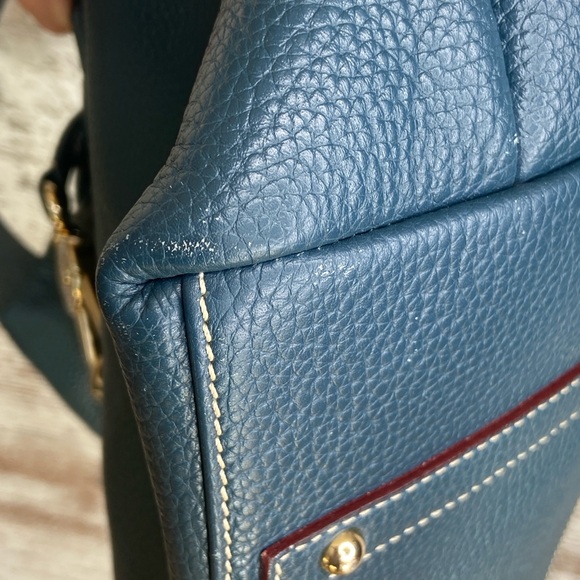 Dooney & Bourke EUC Pebbled Grain Largo Logo Lock Sac in Teal Classic - Picture 11 of 16